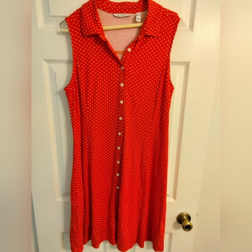 Isaac Mizrahi Red Sleeveless Button-Down Dress